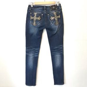 Miss Me Signature Skinny Cross Blue Jeans 27 x 31